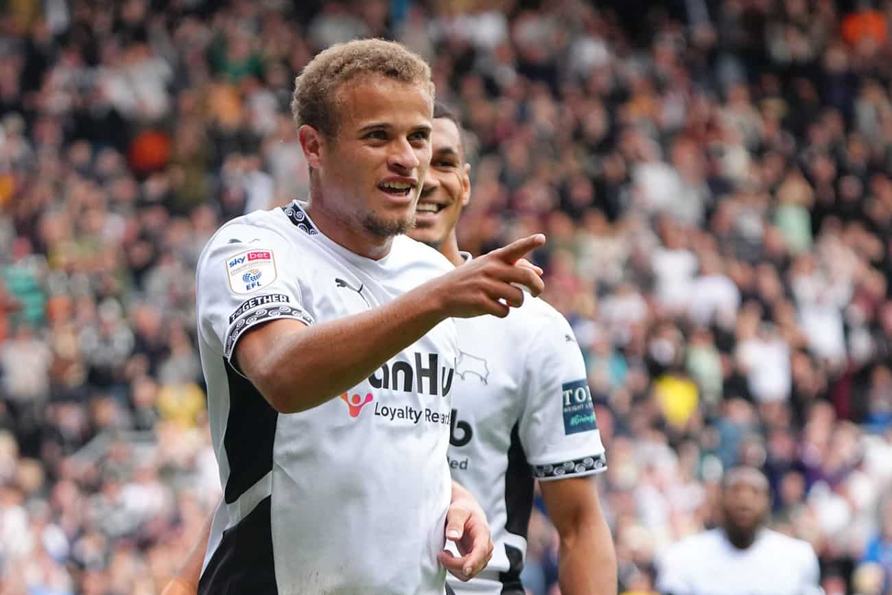 Derby County player wearing FanHub sponsored kit