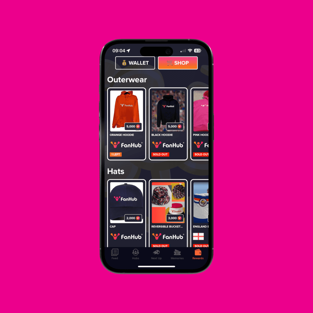 Rewards in the FanHub app